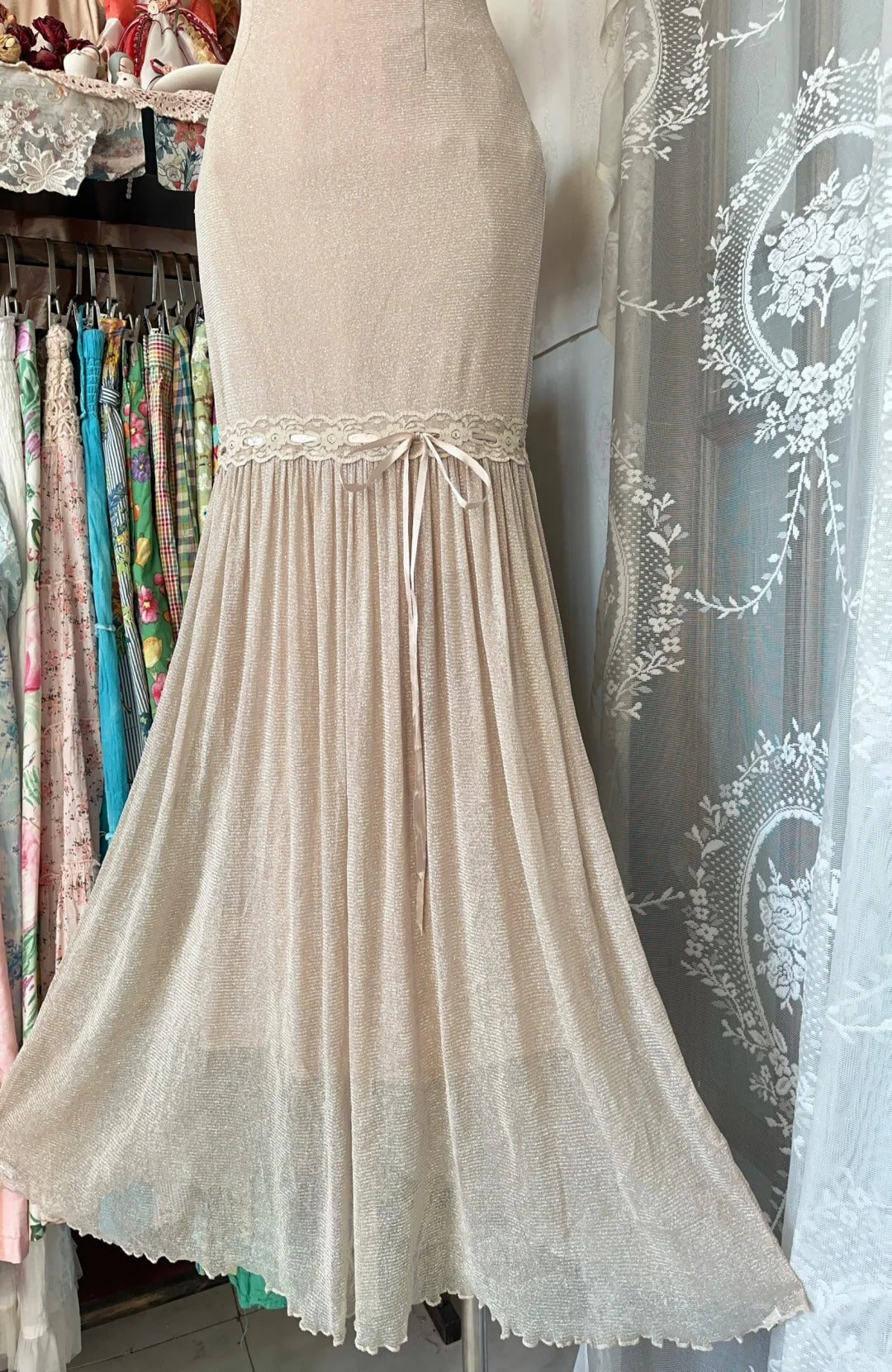 Champagne Mermaid Vintage Evening Dresses, Sleeveless Party Gowns cg25493