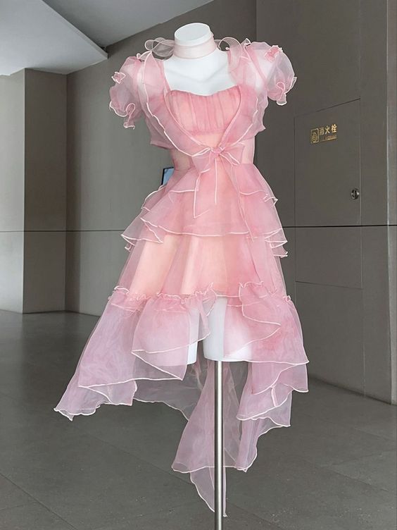 vintage high low pink homecoming dress 18th birthday outfits cg25030
