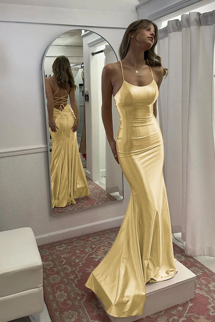 Cute Mermaid Scoop Neck Pink Satin Long Prom Dress cg25397