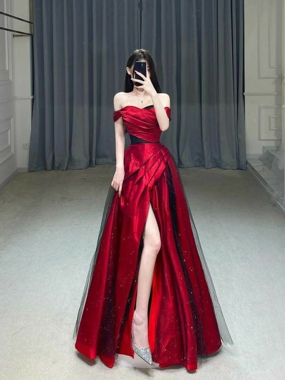 A line Off The Shoulder Long Prom Dress Evening Dress fg5874