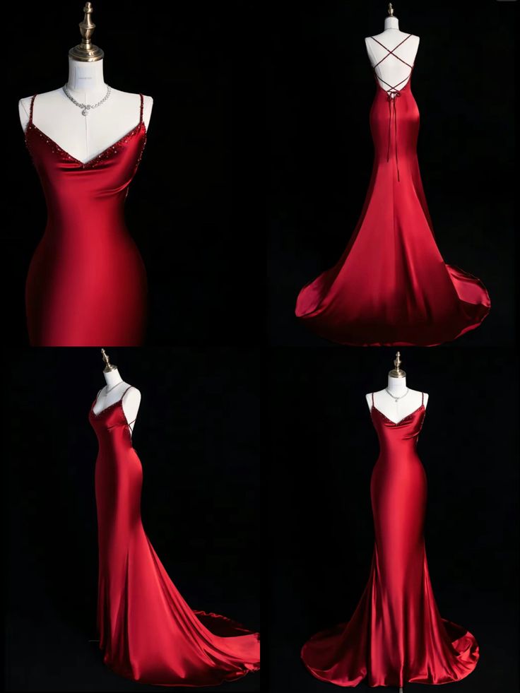 Red Mermaid Long Prom Party Dresses Unique Evening Dress cg26058