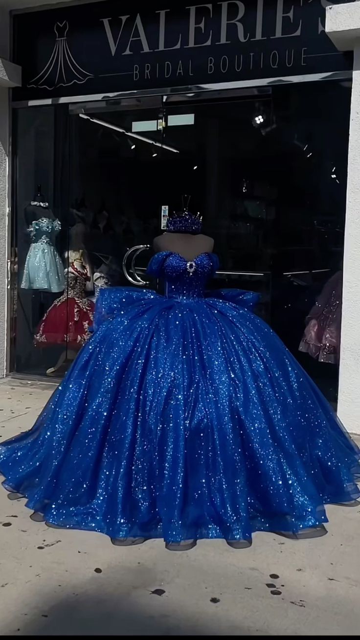 Royal Blue Quinceanera Dresses Off the Shoulder Shinny Tull Sweet 16 Vestidos fg7510