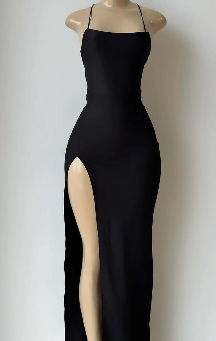 Elegant Black Prom Dresses, Fashion Party Dress With Slit fg6448
