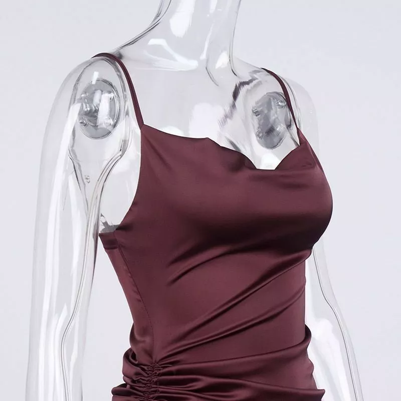 New Satin Green Prom Dress Spaghetti Strap Party Evening Dress SH1401