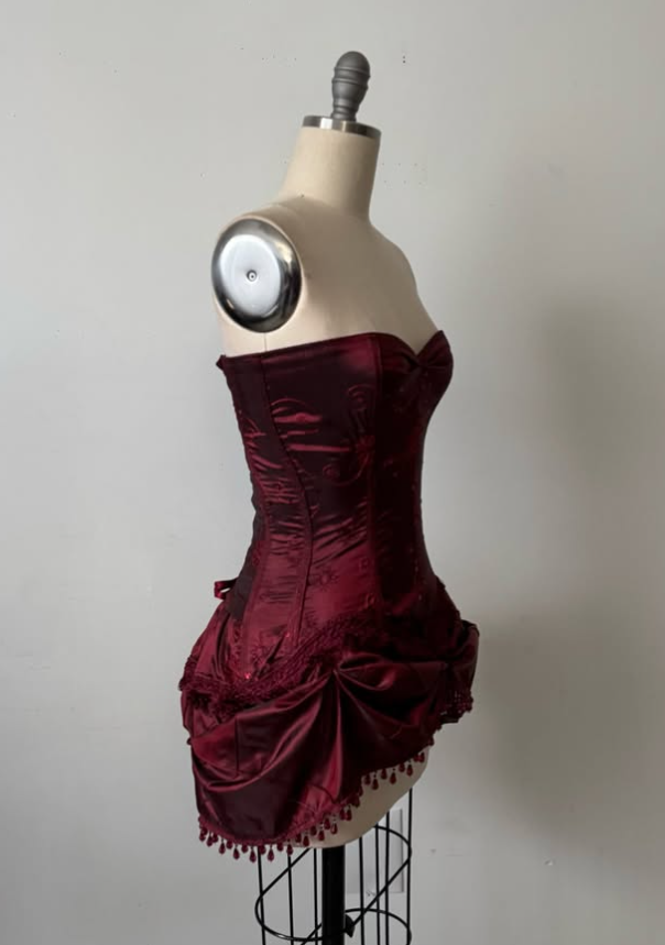 Burgundy Strapless Sheath Satin Lace-up Short Party Dresses Homecoming Dress TP3774