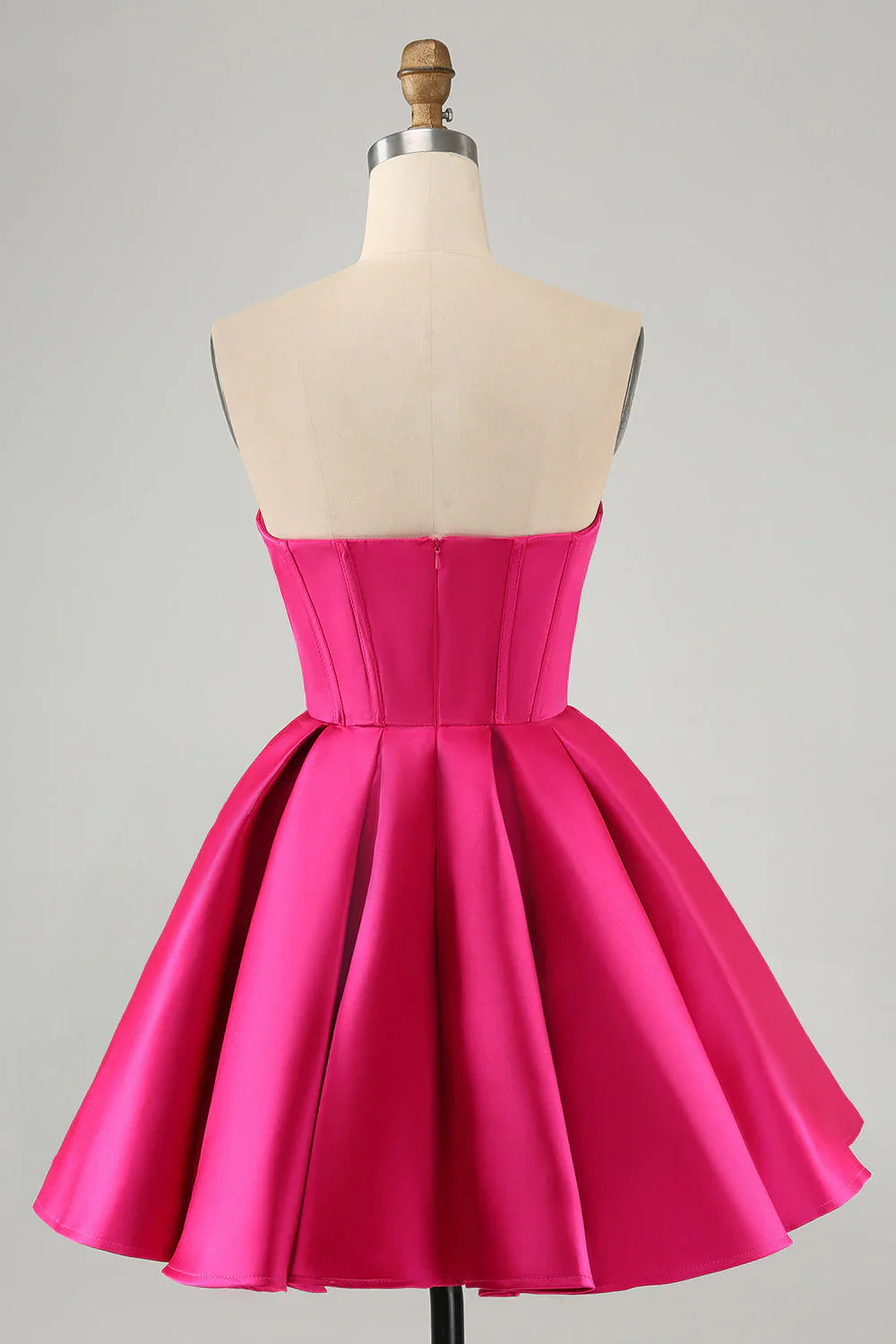 Charming Fuchsia Sweetheart Corset Beading Design A-line Strapless Homecoming Dress TP3644