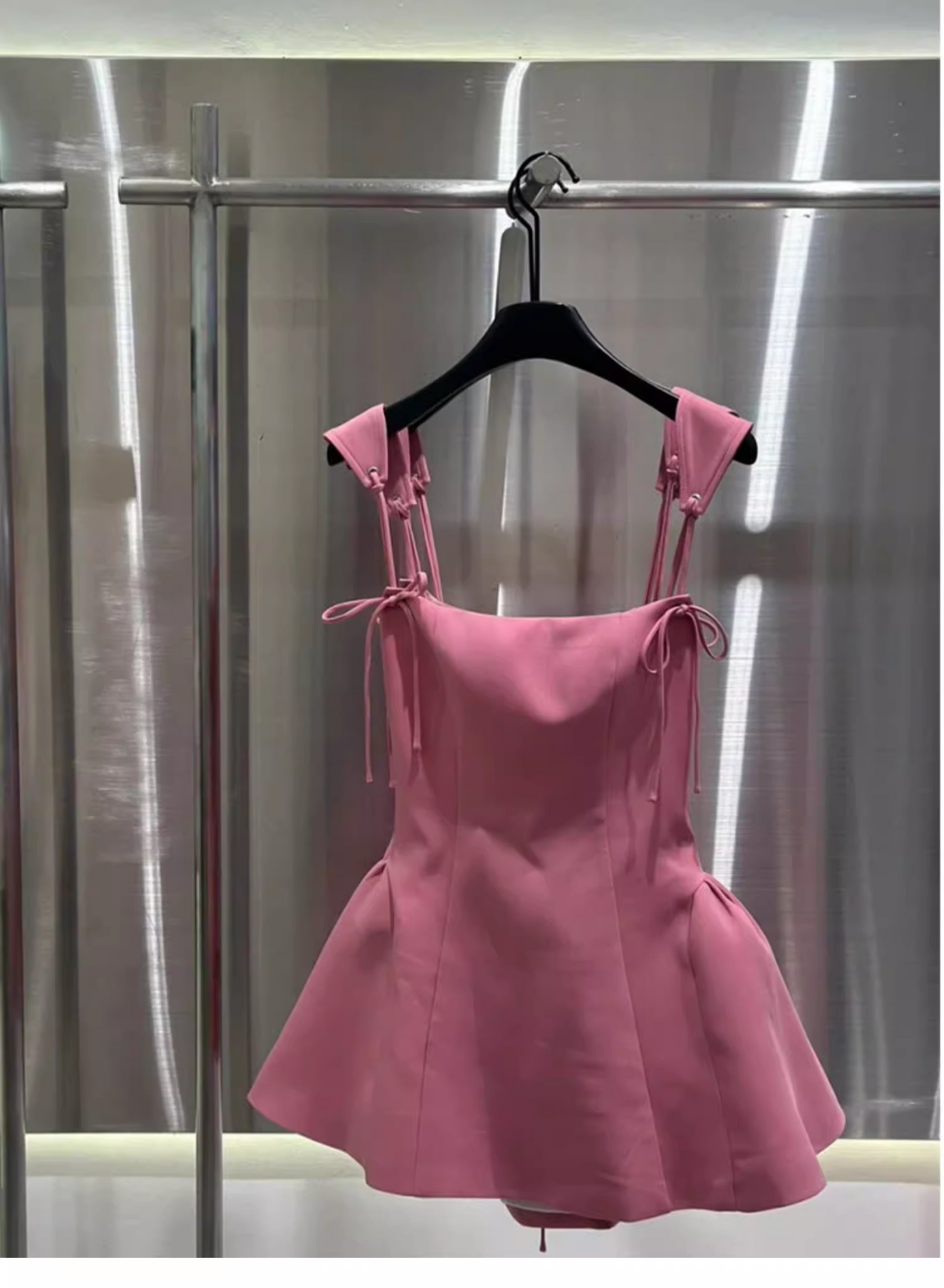 Vestido de fiesta de corte A con dobladillo con volantes en rosa, nuevo diseño, TP3827