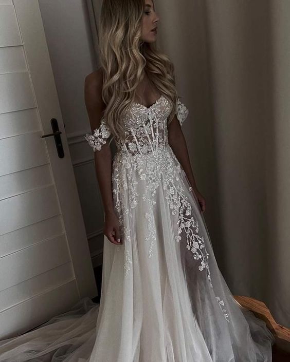 Sexy Wedding Dress, A line Tulle Wedding Dress, Fashion Wedding Gown fg3181