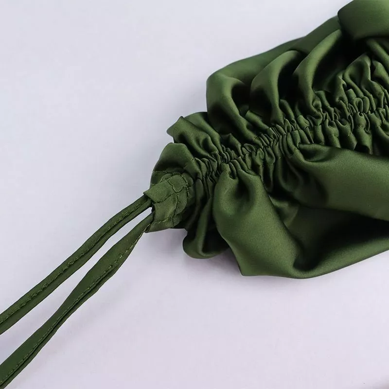 New Satin Green Prom Dress Spaghetti Strap Party Evening Dress SH1401