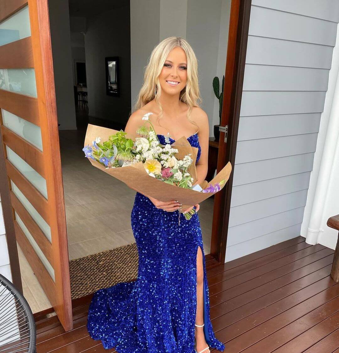 Vestidos de fiesta largos azul real sexys, vestidos formales con lentejuelas brillantes para ocasiones especiales.