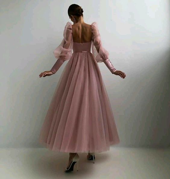 A line Evening Dress Simple Evening Gown Long Sleeves Prom Dress fg2862