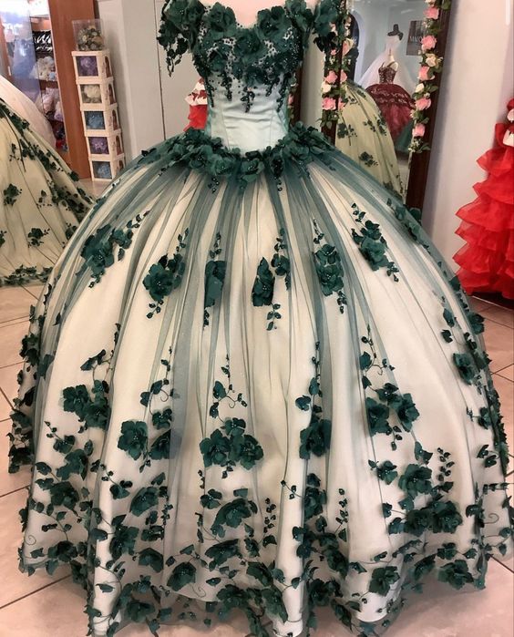 Green quinceañera dress Ball Gown Prom Dresses Evening Gown fg2867