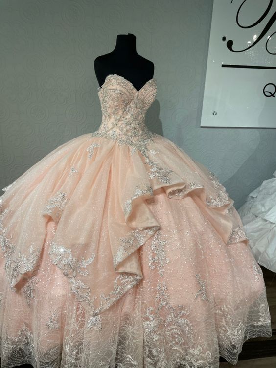 Blush Pink Princess Ball Gown Quinceańera Dress Sweet 16 Dress fg1003