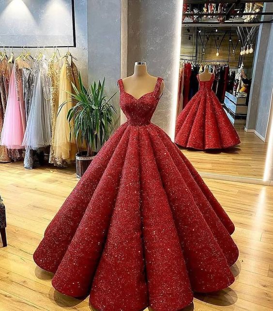 A-Line burgundy ball gown Prom Dress fg1242