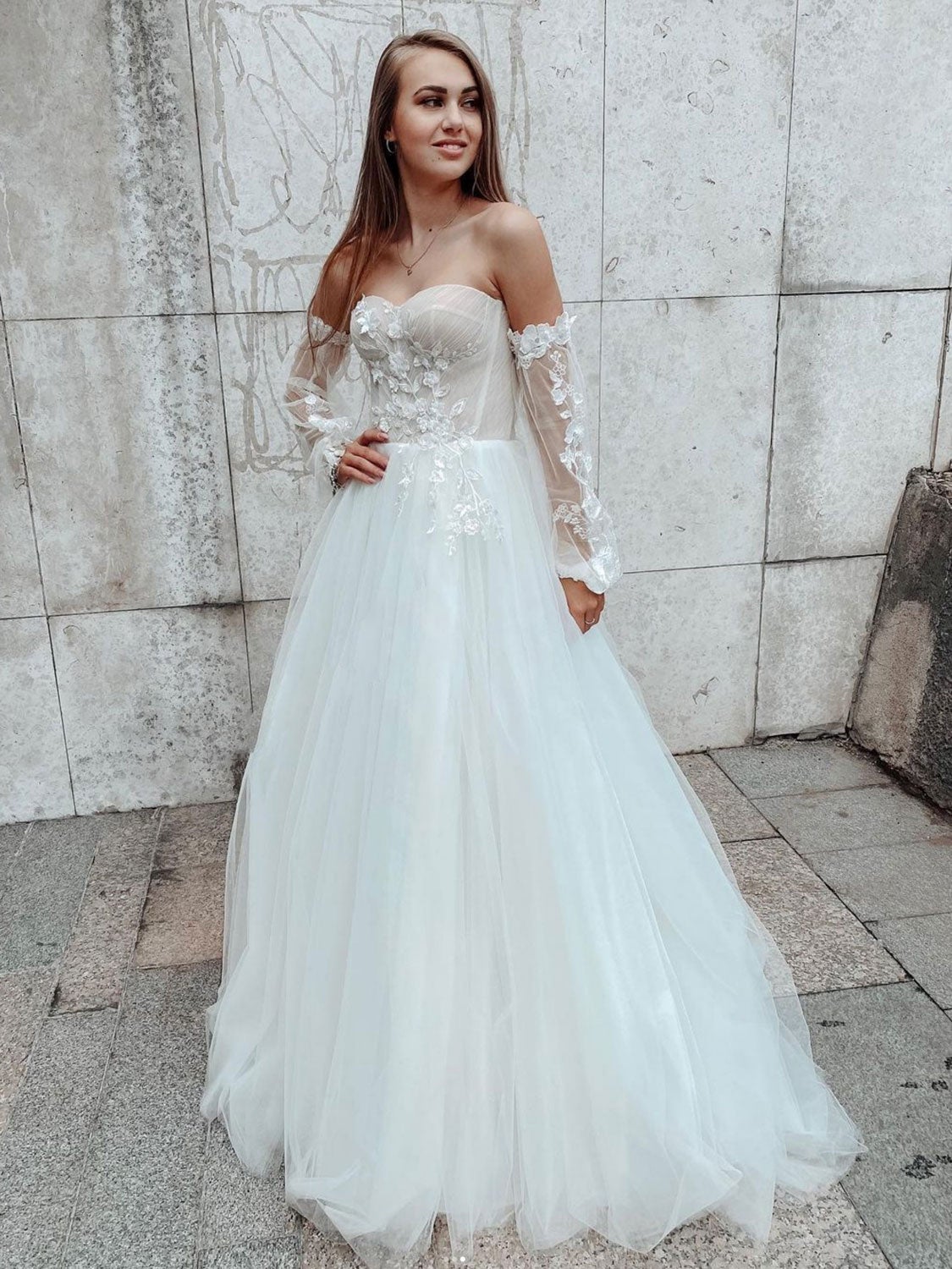 Vestido de fiesta largo de encaje de tul blanco, vestido de noche de encaje blanco