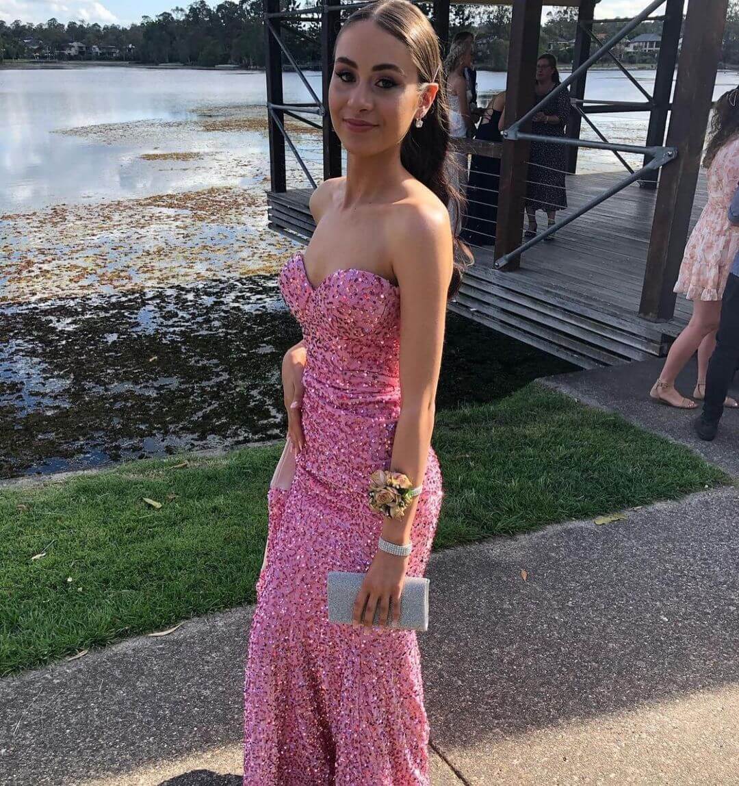 Vestido de fiesta de sirena rosa de lujo, vestido de gala para ocasiones especiales