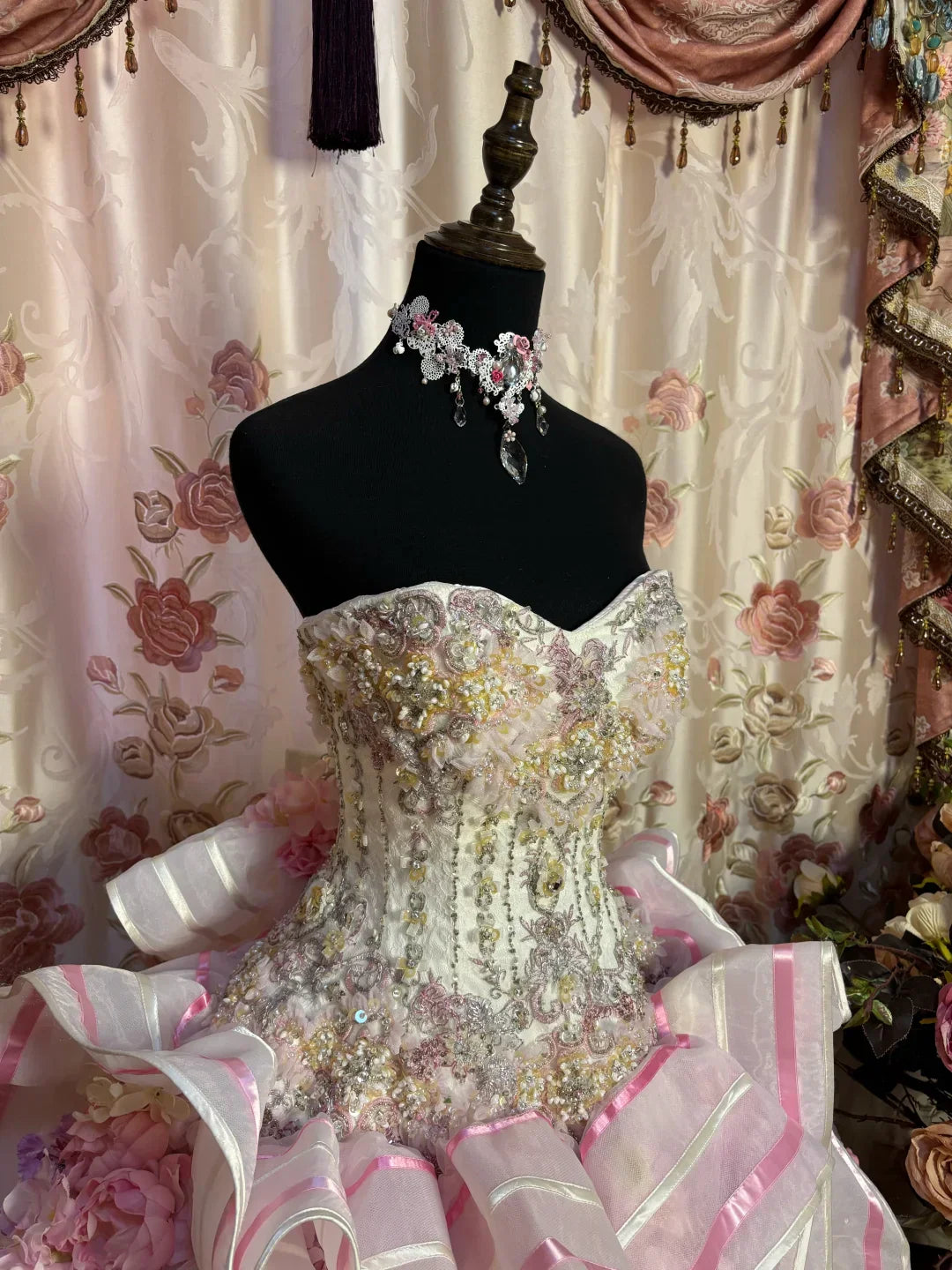 Vestido de noche vintage rosa con escote corazón, sin tirantes y cuentas, para quinceañeras, corte A, TP4288