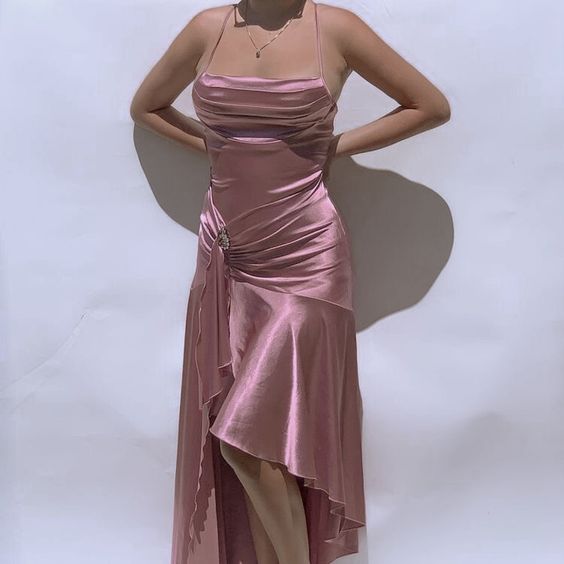 simple pink prom dress,modest evening dresses fg1025