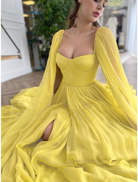 a-line prom dresses empire elegant dress engagement prom court train square neck Prom Dresses fg1221