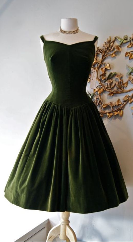 Vintage Prom Dress, Dark Green Velvet Prom Dress, Mini Short Homecoming Dress fg1889