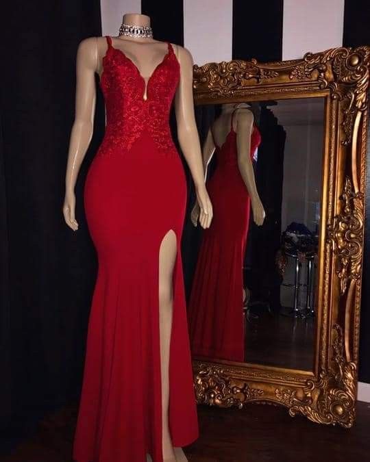 Red Party Dress, Pretty Handmade Red Prom Dress fg1817