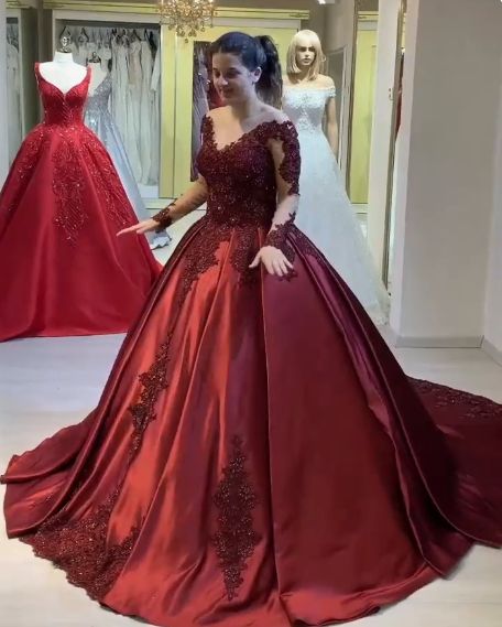 burgundy Ball Gown Evening Dress prom gown fg1647