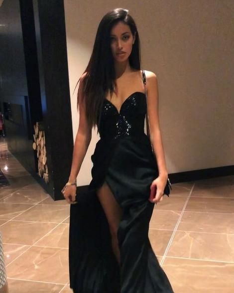 Black V Neck Long Prom Dress fg1106