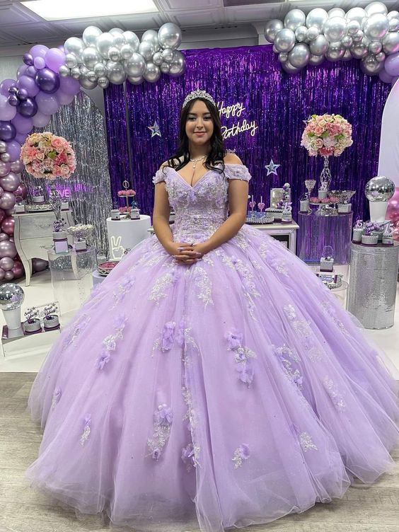 Princess Purple Prom Ball Gown Dresses fg1233