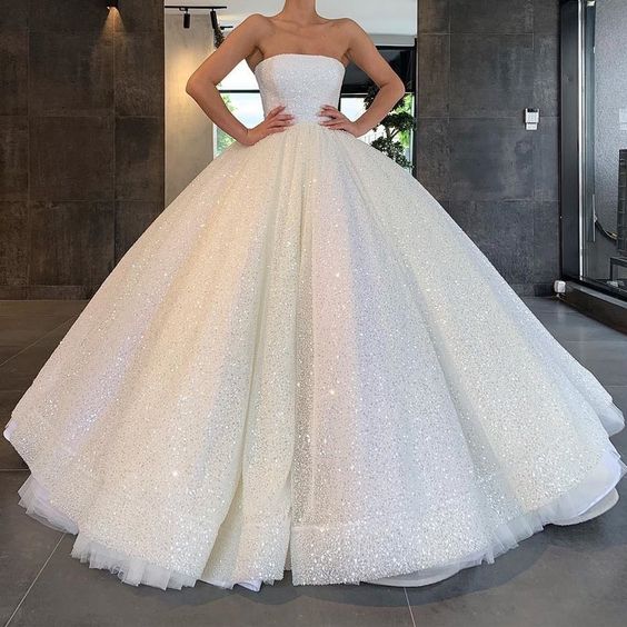 White Long Ball Gown Prom Dresses fg1187