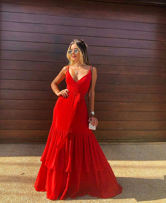 Red long prom dress Women Party Dress fg1159