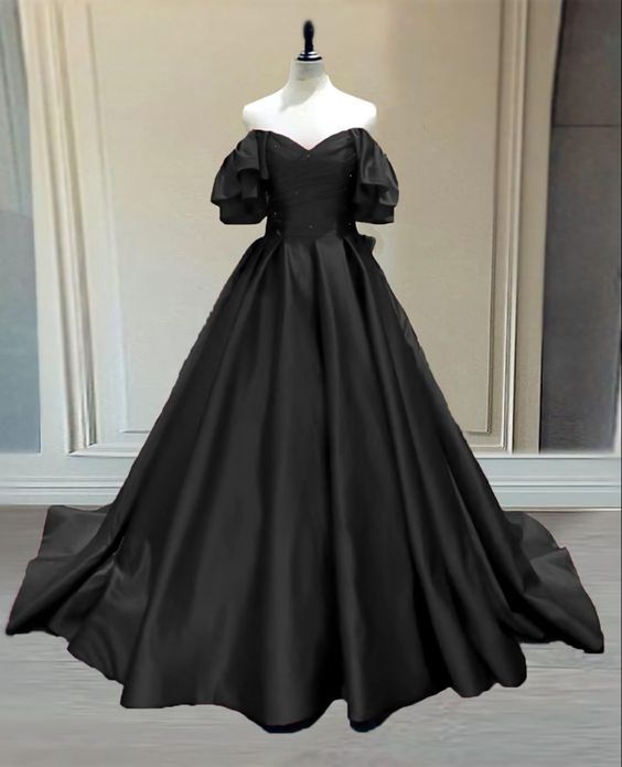 Black Princess Ball Gown For Wedding Prom Dress, Evening Dress fg2624