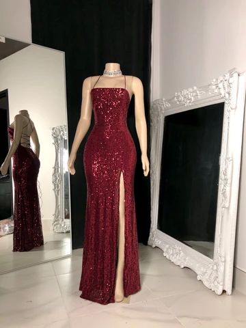 Burgundy sequin long prom dress, Special Occasion Dresses fg2380