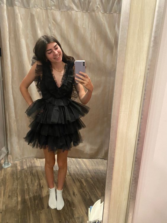 Black Short Prom Dress Homecoming Dress fg2144