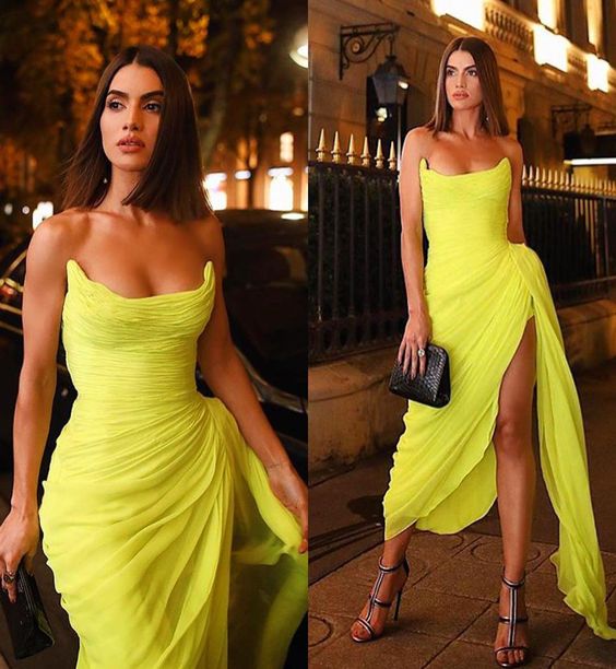 Mermaid Yellow Prom Dresses fg2013