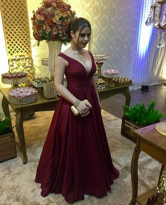 Burgundy Prom Dresses Long Evening Dresses fg2186