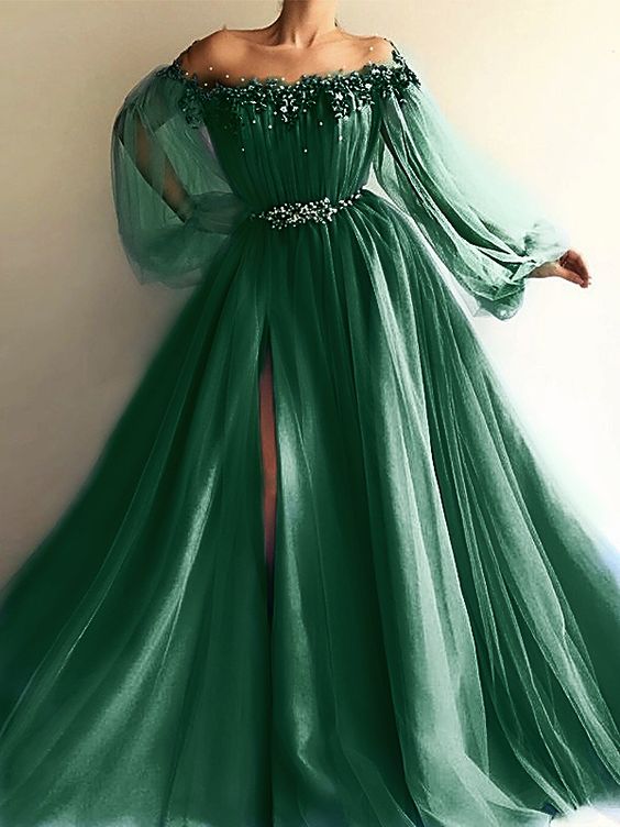Green A-line Evening/Prom Dresses fg1697