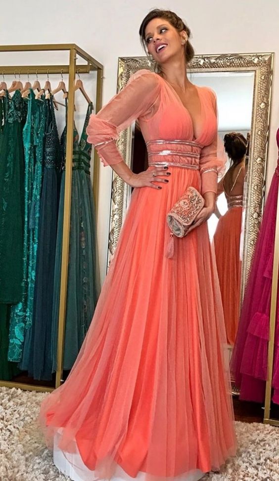 fashion orange long prom dresses fg1559