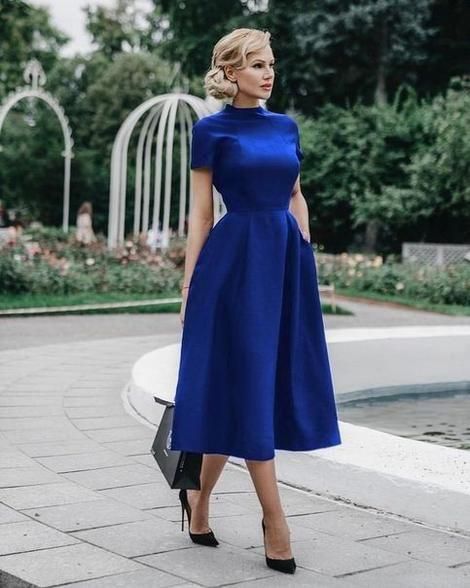 Royal Blue Tea Length Homecoming Dress fg2133