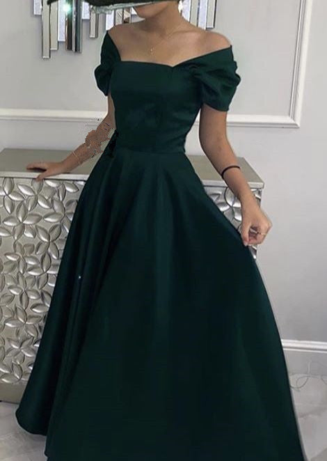 Vestidos de fiesta largos verdes, lindo vestido de noche formal de satén
