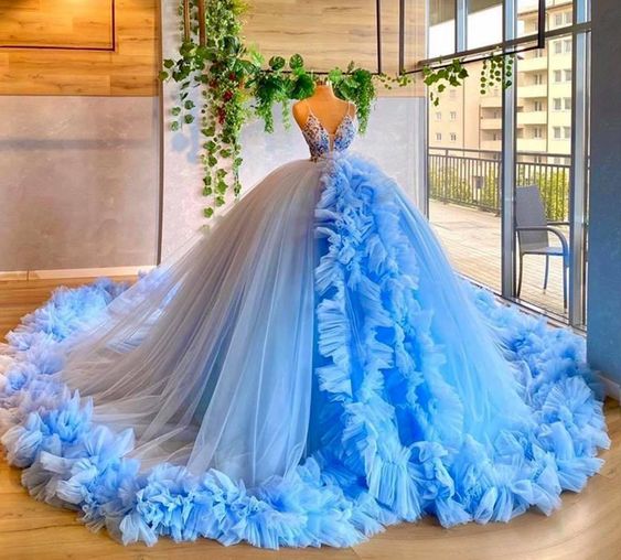 Blue Evening gowns, Long Ball Gown Prom Dresses fg1198