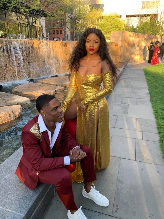 Gold Sequin Prom Dresses Long Evening Dresses fg2208