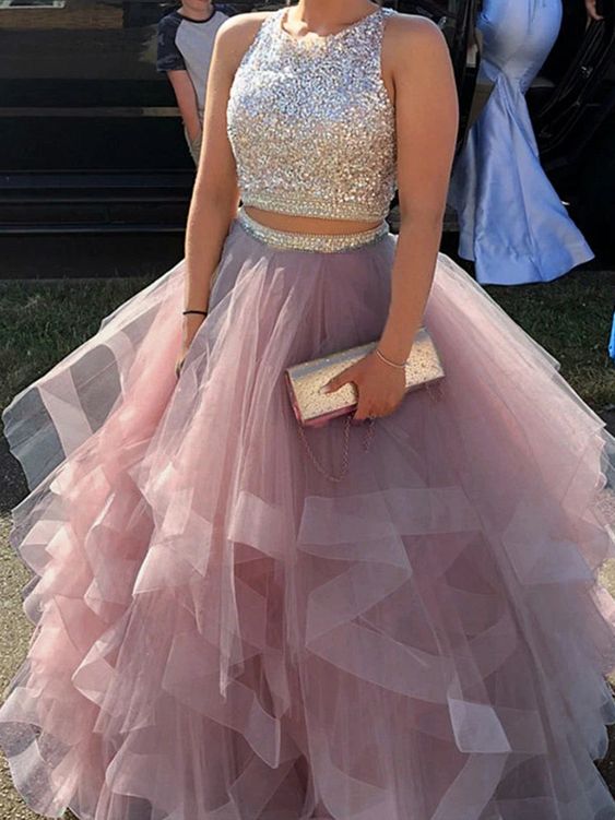 sparkly sequins beaded organza layered ball gowns prom dresses fg1067