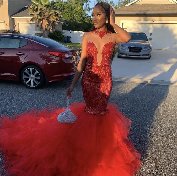 Fashion red prom dress mermaid party dress evening dress fg2041