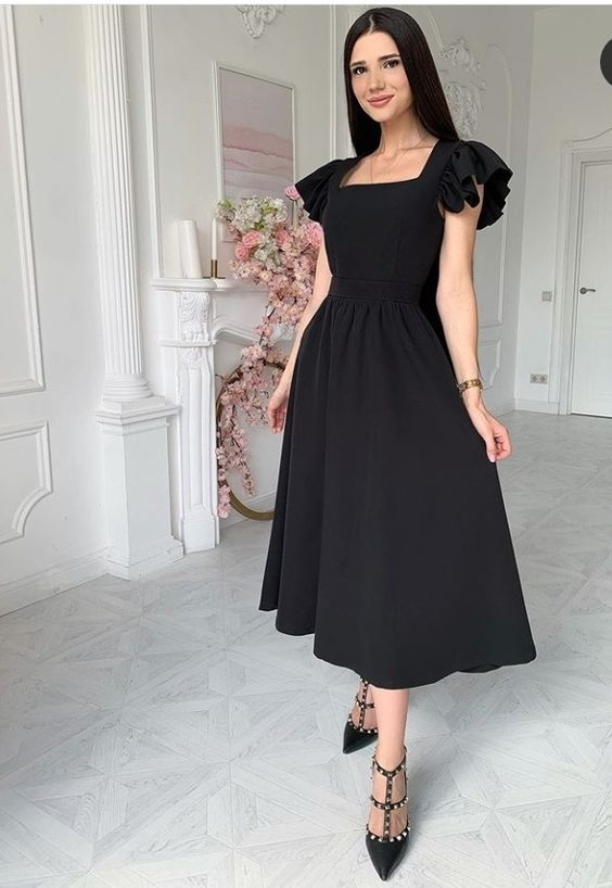 A Line Prom Dress,Black Evening Dress fg2599