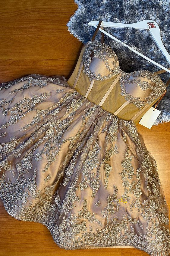 sweetheart lace appliques short homecoming dress fg2097