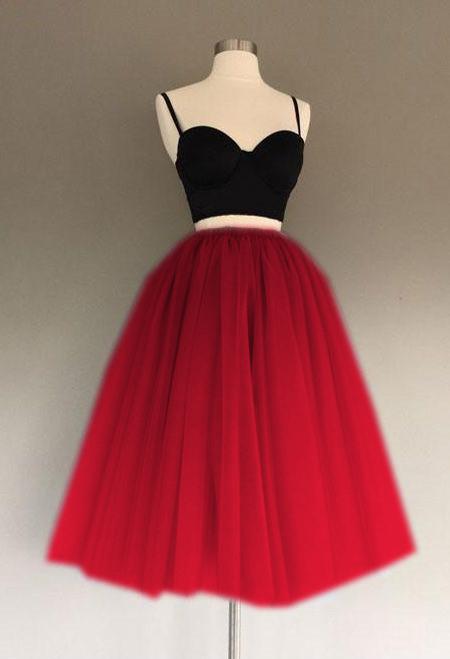 Vestidos de fiesta de dos piezas de corte A y tul corto