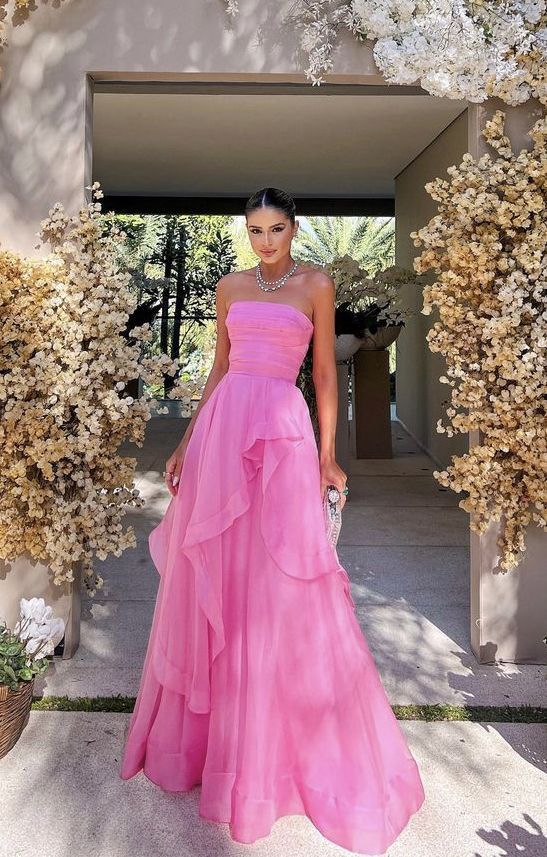 simple pink prom dress,modest evening dresses cg24831