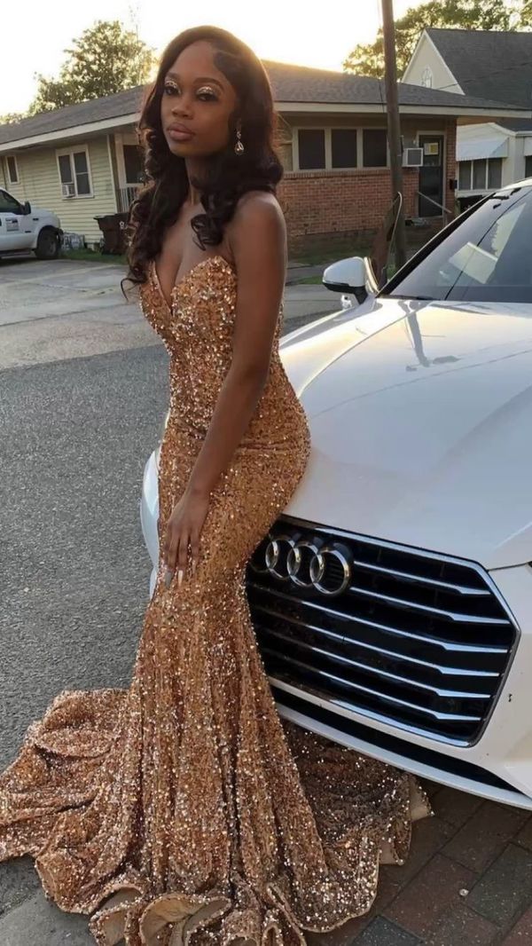 Mermaid Sweetheart Sequins Long Prom Dresses Formal Evening Gowns cg24845