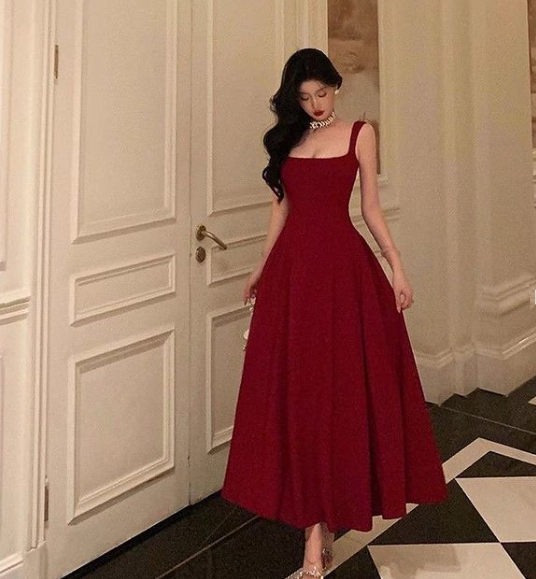A-line Burgundy Prom Gown Party Dresses fg6877