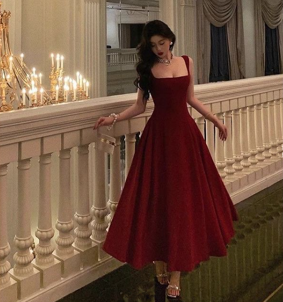 A-line Burgundy Prom Gown Party Dresses fg6877